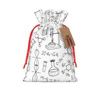 Bolsa de Navidad con estampado de química de 4.7 x 6.9 pulgadas con cordón y bonita etiqueta de papel kraft, se adapta a regalos y artículos pequeños diarios