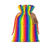 Bolsa de Navidad con estampado de rayas arcoíris con cordón para todos los adultos para regalar Halloween