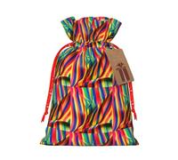 Bolsa de Navidad con estampado de rayas de color arcoíris con cordón para todos los adultos para regalar Halloween