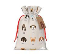 Bolsa de Navidad con estampado de raza de perro, saco de regalo festivo, bolsa de regalo de Navidad, bolsas de cordón para decoración de fiesta