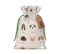 Bolsa de Navidad con estampado de raza de perro, saco de regalo festivo, bolsa de regalo de Navidad, bolsas de cordón para decoración de fiesta
