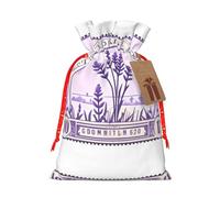 Bolsa de Navidad con estampado de sello de lavanda con cierre de cordón, 4.7 x 6.9 pulgadas para envolver regalos de cumpleaños y fiestas de Navidad
