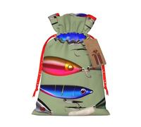 Bolsa de Navidad con estampado de señuelo de pesca, bolsa de regalo de Navidad, para decoración de temporada y envoltura de regalos
