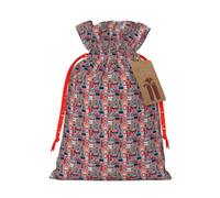 Bolsa de Navidad con estampado de símbolos de Inglaterra, bolsa de regalo reutilizable para regalos de Navidad