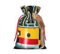 Bolsa de Navidad con estampado de tranvía de Lisboa, saco de regalo de Navidad para decoración de temporada para envolver regalos