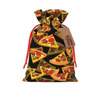 Bolsa de Navidad con impresión 3D de pizza de 4.7 x 6.9 pulgadas con cordón, ideal para adultos para envolver regalos para Navidad, Halloween