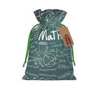 Bolsa de Navidad con impresión de palabras de lecciones de matemáticas, saco de regalo de Navidad para decoración de temporada para envolver regalos