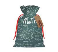 Bolsa de Navidad con impresión de palabras de lecciones de matemáticas, saco de regalo de Navidad para decoración de temporada para envolver regalos