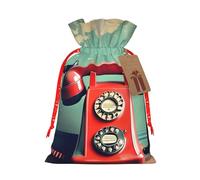 Bolsa de Navidad con impresión de teléfono de Londres retro de Inglaterra, bolsa de regalo de Navidad, para decoración de temporada, envoltura de regalos