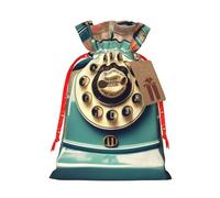 Bolsa de Navidad con impresión de teléfonos de Londres retro de Inglaterra, bolsa de regalo de Navidad, para decoración de temporada, envoltura de regalos