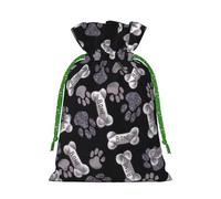 Bolsa de Navidad festiva con diseño de huellas de perro, con cordón, para decoración de temporada de Navidad, regalos de regalo