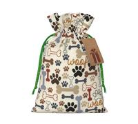 Bolsa de Navidad festiva con diseño de huesos de perro, con cordón, reutilizable, para regalos de Navidad