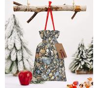 Bolsa de Navidad festiva con estampado de piedras de guijarros, con cordón, bolsa reutilizable para regalos de Navidad