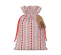 Bolsa de Navidad festiva con estampado de rosas de estilo ucraniano, con cordón, reutilizable, para regalos de Navidad
