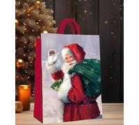 Bolsa de Navidad jumbo - Bolsa de Navidad tejida grande - Bolsa reutilizable - Papá Noel tradicional - Bolsa de Papá Noel - 67 cm x 48 cm x 15 cm - Saco de Navidad.