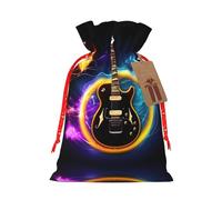 Bolsa de Navidad mágica con estampado de música de guitarra eléctrica con cierre de cordón, 4.7 x 6.9 pulgadas para envolver regalos de cumpleaños