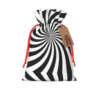 Bolsa de Navidad práctica con diseño de remolino blanco y negro con cordón, 4.7 x 6.9 pulgadas para Navidad, Halloween
