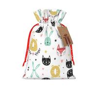 Bolsa de Navidad práctica con estampado de animales lindos y coloridos con cordón, 4.7 x 6.9 pulgadas para Navidad, Halloween