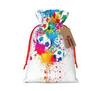 Bolsa de Navidad práctica con estampado de fútbol colorido con cordón, 4.7 x 6.9 pulgadas para Navidad, Halloween