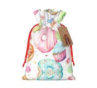 Bolsa de Navidad práctica con estampado de magdalenas, donas, magdalenas, azúcar, con cordón, 4.7 x 6.9 pulgadas para Navidad, Halloween