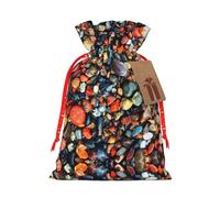 Bolsa de Navidad práctica con estampado hippie de piedras de color con cordón, 4.7 x 6.9 pulgadas para Navidad, Halloween