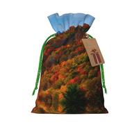 Bolsa de Navidad reutilizable M - Blue Ridge Parkway Mountains con cordón para regalos de vacaciones, cumpleaños y boda