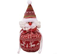 Bolsa de Navidad tejida con encantos, bolsa de regalo festiva con cordón con plan de muñeco de nieve, bolsa de regalo reutilizable para fiestas de Navidad, bondad (Santa)