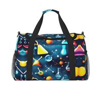 Bolsa de noche con estampado abstracto de ciencia química, bolsa de fin de semana, bolsa de entrenamiento, bolsa de yoga, bolsa de lona para artículos personales para Audlts, Black, Talla única