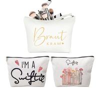 Bolsa de novia, 3 unidades, 18 x 23 cm, bolsa de cosméticos para novia, práctico accesorio JGA para mujer, regalos para bodas, compromisos, fiestas de novia, blanco