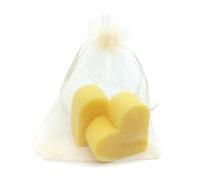 Bolsa de organza con 2 jabones para invitados - Aroma Pomelo- Jabón de glicerina con forma de corazón - Detalle para invitados en bodas, comuniones, bautizos