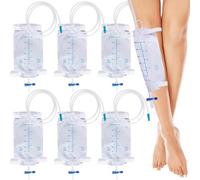 Bolsa de orina bolsa de pierna: 500ml bolsa de drenaje de orina, bolsa de recogida de orina bolsa de drenaje con 2 correas, bolsa de orina con válvula y drenaje en T (6 Piezas)