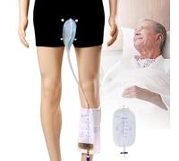 Bolsa de orina para incontinencia para hombres, bolsa de orina reutilizable para incontinencia para 2 x 500 ml condón urinario para hombres viajes/enfermería/cuidado de la cama (L)