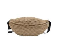 Bolsa de paja para vacaciones en la playa, con correa ajustable, bolso de mano, bolso cruzado de cintura, bolsa de cinturón para mujeres y hombres, Black, Mass Beauty