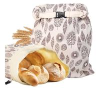 Bolsa de Pan de Cera de Abeja y Lino Reutilizable - 43x33cm Conservación Prolongada de Pan Casero y Artesanal - Bolsa de Tela con Cremallera y Mosquetón (A)