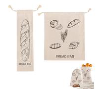 Bolsa de Pan de Lino Reutilizable, 2 Piezas, con Forro Plástico para Almacenaje de Pan y Masa, Ideal para Panes de Sourdough