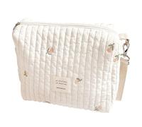 Bolsa de pañales - Bonita bolsa de algodón para pañales, bolsa de transporte de algodón con cremallera con gancho, pequeñas bolsas bordadas para mamás para toallitas, biberón y chupete