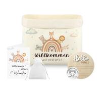 Bolsa de pañales con tarjeta de regalo, tarjetas de hitos de madera y moneda de decisión para papá mamá, regalo para bebé niño y niña para bautizo, baby shower, recién nacidos