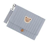 Bolsa de pañales multifuncional de viaje para bebé, fácil de acoplar a cochecitos, diseño compacto y plegable con bordado de oso, solución de almacenamiento de pañales de viaje unisex