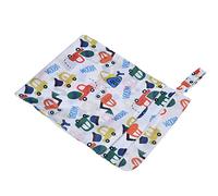 Bolsa de Pañales Reutilizable, Bolsa de Pañales de Gran Capacidad, Diseño de Dibujos Animados de Poliéster, Compartimento Impermeable Portátil para Exteriores para Mujeres(Carro azul)