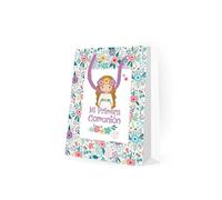 Bolsa de Papel Comunión. Originales bolsas de papel con detalle de comunión para poder presentar tus regalos a los invitados. (1-Rosa)