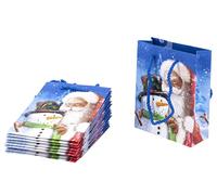 Bolsa de papel con asa de cuerda de colores, Papá Noel, 13 x 5 x 16, paquete de 10 unidades