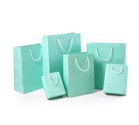 Bolsa de papel roja con asa, embalaje de joyería, caja de regalo, almacenamiento, envoltura de fiesta de cumpleaños y boda, 10 Uds.(Color:Blue,Size:16x12x5.7cm)