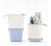 Bolsa De Papelería Case De Lápiz De Lona Retráctil Creativa Gran Capacidad Lindo Té De Té De Leche Regalos para Niños Suministros De Papelería Escolar-B-Azul