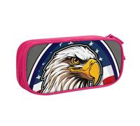 Bolsa de papelería ligera con estampado de águila calva americana, para escuela, universidad, oficina, viajes, niños, niñas y adultos, Pink, Talla única, Juego de mochila escolar
