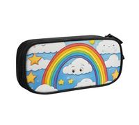 Bolsa de papelería ligera con estampado de gotas de lluvia, diseño de nubes de arco iris, para escuela, universidad, oficina, viajes, niños, niñas y adultos, Black, Talla única, Juego de mochila