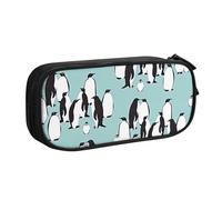 Bolsa de papelería ligera con estampado de pingüinos, para escuela, universidad, oficina, viajes, niños, niñas y adultos, Black, Talla única, Juego de mochila escolar