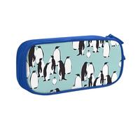 Bolsa de papelería ligera con estampado de pingüinos, para escuela, universidad, oficina, viajes, niños, niñas y adultos, Blue, Talla única, Juego de mochila escolar