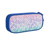 Bolsa de papelería ligera con estampado de té de sirena, color rosa, morado, aguamarina, para escuela, universidad, oficina, viajes, niños, niñas y adultos, Blue, Talla única, Juego de mochila escolar