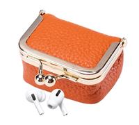 Bolsa de para monedas, bolsa de joyería de moda, monedero, organizador de cosméticos con cierre de beso para dinero en efectivo y tarjetas de crédito, Naranja1, Refer to description, Unisex