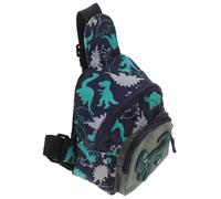 Bolsa de Pecho Azul Nylon 14x7x18cm, de Dinosaurio Infantil | Correa Ajustable y Cremallera Fácil, para Niño Niña, Snacks o Juguetes, Uso Diario y Picnic Familiar
